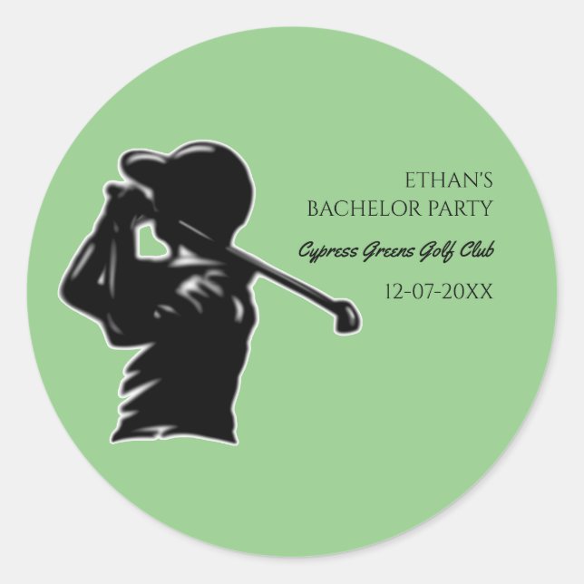 Pegatina Redonda Golfer Bacheler Party Golf trip-up Classic Stylish (Anverso)