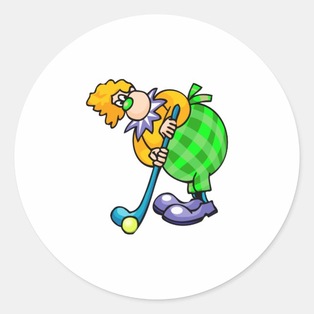 Pegatina Redonda Golfer Clown (Anverso)