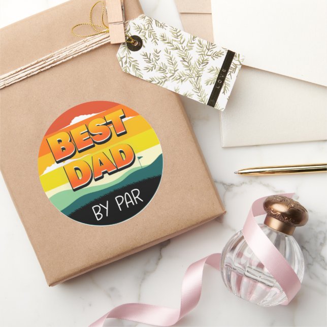 Pegatina Redonda Golfer Dad al mejor papá de Par (Regalar)