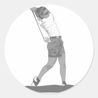 Pegatina Redonda Golfer femenina