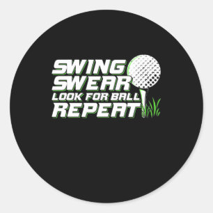Pegatina Redonda Golfer Swing Sweet Look For Ball