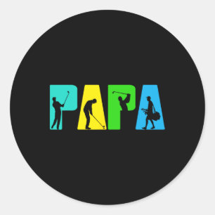 Pegatina Redonda Golfing Papa Golfer Shirt. Regalos De Golf Para Pa