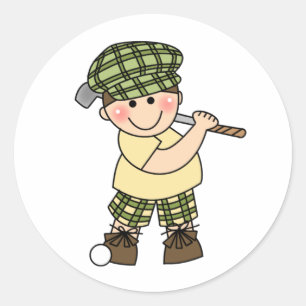 Pegatina Redonda Golfista del muchacho