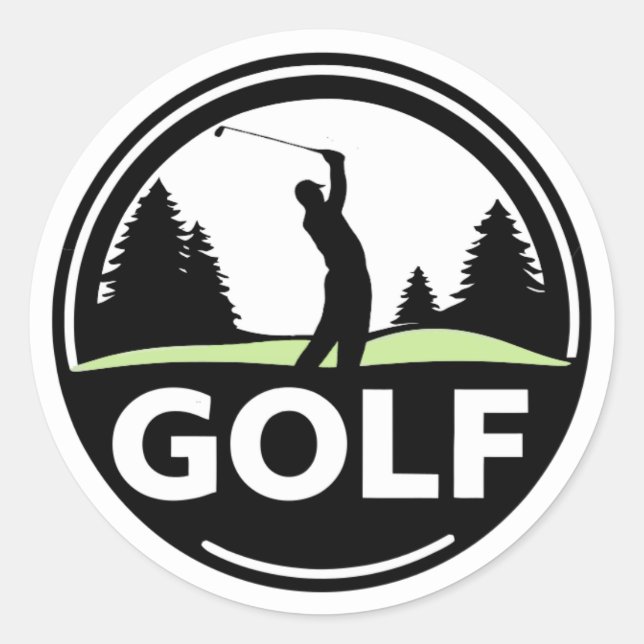 Pegatina Redonda Golfista jugando golf Maratón de competición (Anverso)