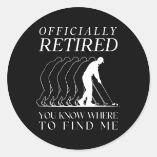 Pegatina Redonda Golfista retirado oficialmente divertido golfista 
