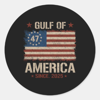Pegatina Redonda Golfo De Ee.Uu. Est 2025 47th American Flag Gu