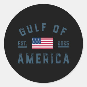 Pegatina Redonda Golfo De Ee.Uu. Est 2025 Bandera Americana Golfo D