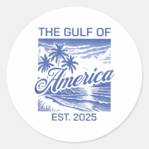 Pegatina Redonda Golfo De Ee.Uu. Est 2025 Bandera Americana Golfo D