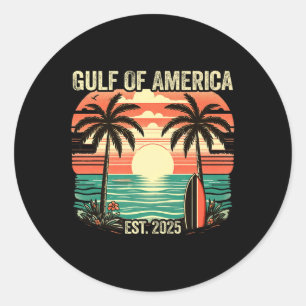 Pegatina Redonda Golfo De Eeuu América Vintage Beach Americas Gulf 