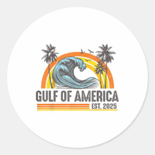 Pegatina Redonda Golfo De Eeuu América Vintage Beach Americas Gulf