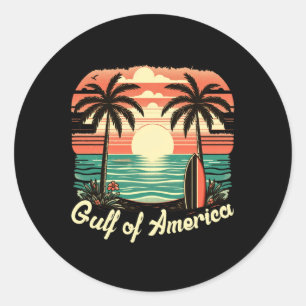 Pegatina Redonda Golfo De Eeuu América Vintage Beach Americas Gulf