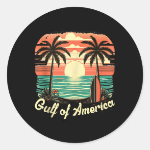 Pegatina Redonda Golfo De Eeuu América Vintage Beach Americas Gulf
