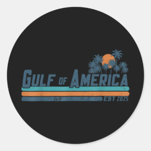 Pegatina Redonda Golfo De Estados Unidos 2025 Bandera Americana Gol