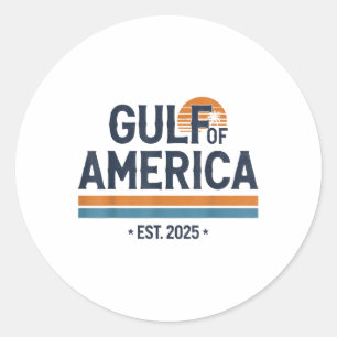 Pegatina Redonda Golfo De Estados Unidos América 2025 Vintage Bande