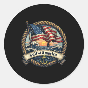 Pegatina Redonda Golfo De Estados Unidos De América Vintage Eeuu
