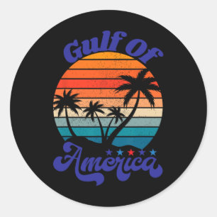 Pegatina Redonda Golfo De Estados Unidos De América Vintage Sunset 