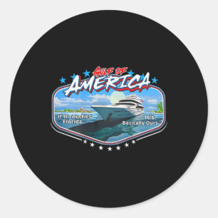 Pegatina Redonda Golfo De Estados Unidos - Vacaciones De Verano En 