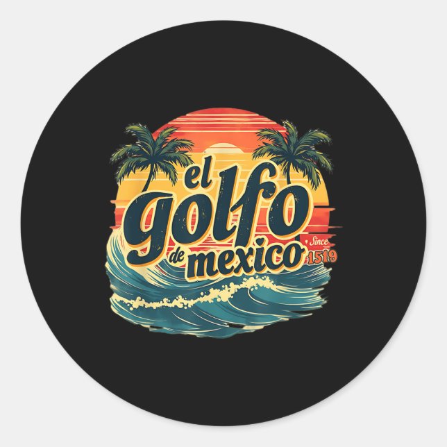 Pegatina Redonda Golfo de México (Anverso)