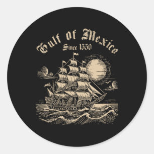 Pegatina Redonda Golfo De México 1550 No Estados Unidos Vintage B