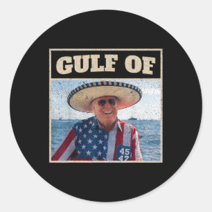 Pegatina Redonda Golfo de México de Estados Unidos Trump Golfo de E