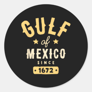 Pegatina Redonda Golfo De México Desde 1672 camiseta.png