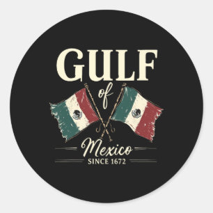 Pegatina Redonda Golfo De México Desde 1672 Camiseta Retro Vintage1