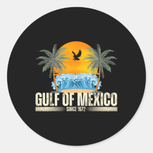 Pegatina Redonda Golfo De México Desde 1672 Vintage Beach Golfo De 