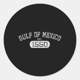 Pegatina Redonda Golfo De México Est 1550 Golfo Retro Vintage Para