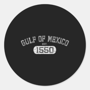 Pegatina Redonda Golfo de México Est 1550 Retro Vintage Gulf Para H