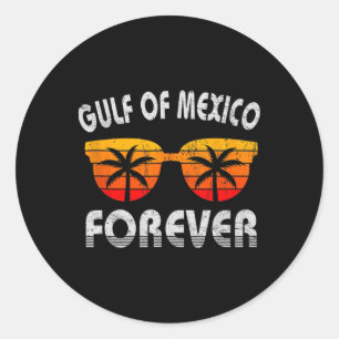 Pegatina Redonda Golfo De México Para Siempre Vintage Beach Golfo M