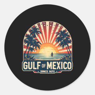 Pegatina Redonda Golfo De México Retro Vintage Desde 1672