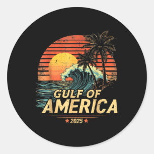 Pegatina Redonda Golfo De Vintage Retro De Estados Unidos 2025