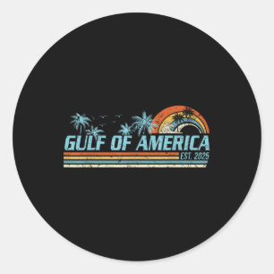 Pegatina Redonda Golfo Retro De Ee.Uu. 2025 Bandera Americana Golfo