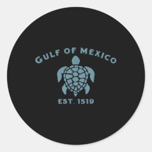 Pegatina Redonda Golfo Retro De México Est 1519 Turtle Beach Golfo 