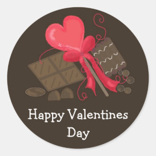 Pegatina Redonda Golosinas de chocolate para San Valentín