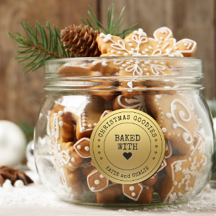 Pegatina Redonda Golosinas de Navidad con Estampado de Oro