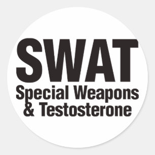 Pegatina Redonda GOLPE VIOLENTO, armas especiales y testosterona
