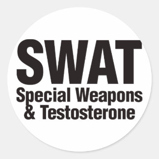 Pegatina Redonda GOLPE VIOLENTO, armas especiales y testosterona