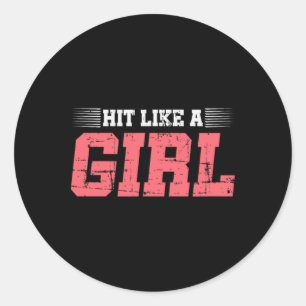 Pegatina Redonda Golpea Como Una Chica Regalo De Chica De Boxeo Mma