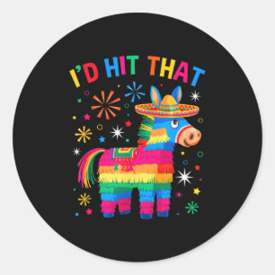 Pegatina Redonda Golpea esa piñata divertida fiesta 5 cinco de mayo