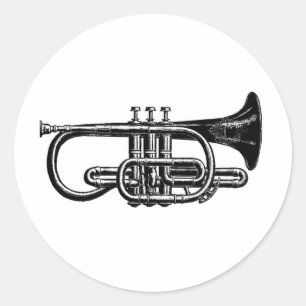 Pegatina Redonda Golpea tu Cuerno: Instrumento musical del Cuerno I