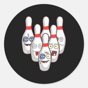 Pegatina Redonda Golpear A Los Pines De Bolera Cute Duckpins Jugand