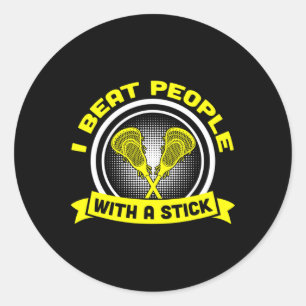 Pegatina Redonda Golpeo A La Gente Con Un Ite De Regalo Lacrosse Fu