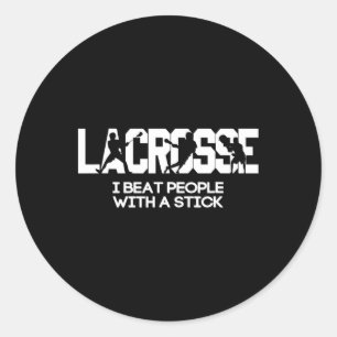 Pegatina Redonda Golpeo A La Gente Con Un Lacrosse De Palo