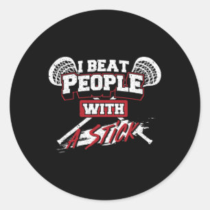 Pegatina Redonda Golpeo A La Gente Con Un Palo - Lax Gift Lacrosse