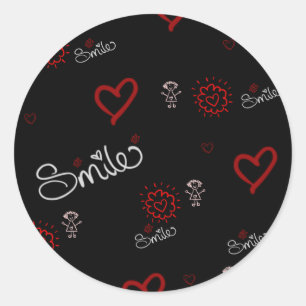 Pegatina Redonda Golpes de corazón y felicidad
