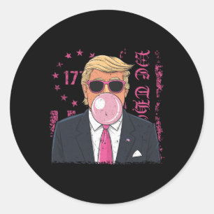 Pegatina Redonda Goma de mascar divertida Trump Burbuja Rosa Retro