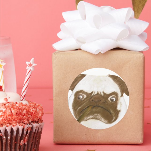 Pegatina Redonda Goma grumpy personalizada con cigarro (Fiesta)