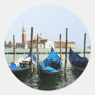 Pegatina Redonda Góndolas de Venecia