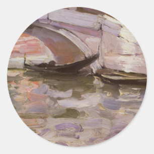 Pegatina Redonda Góndolas por John Singer Sargent, arte impresionis